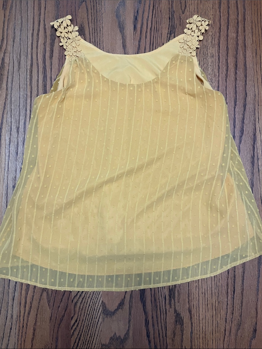 Daisy-Trim Sheer Yellow Tank Top